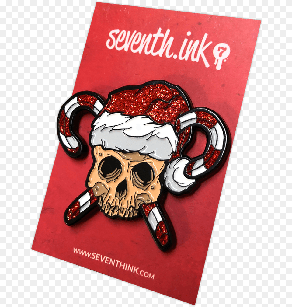Skull And Crosscanes Glitter Enamel Pin By Seventh Illustration, Advertisement, Book, Poster, Publication Free Png Download