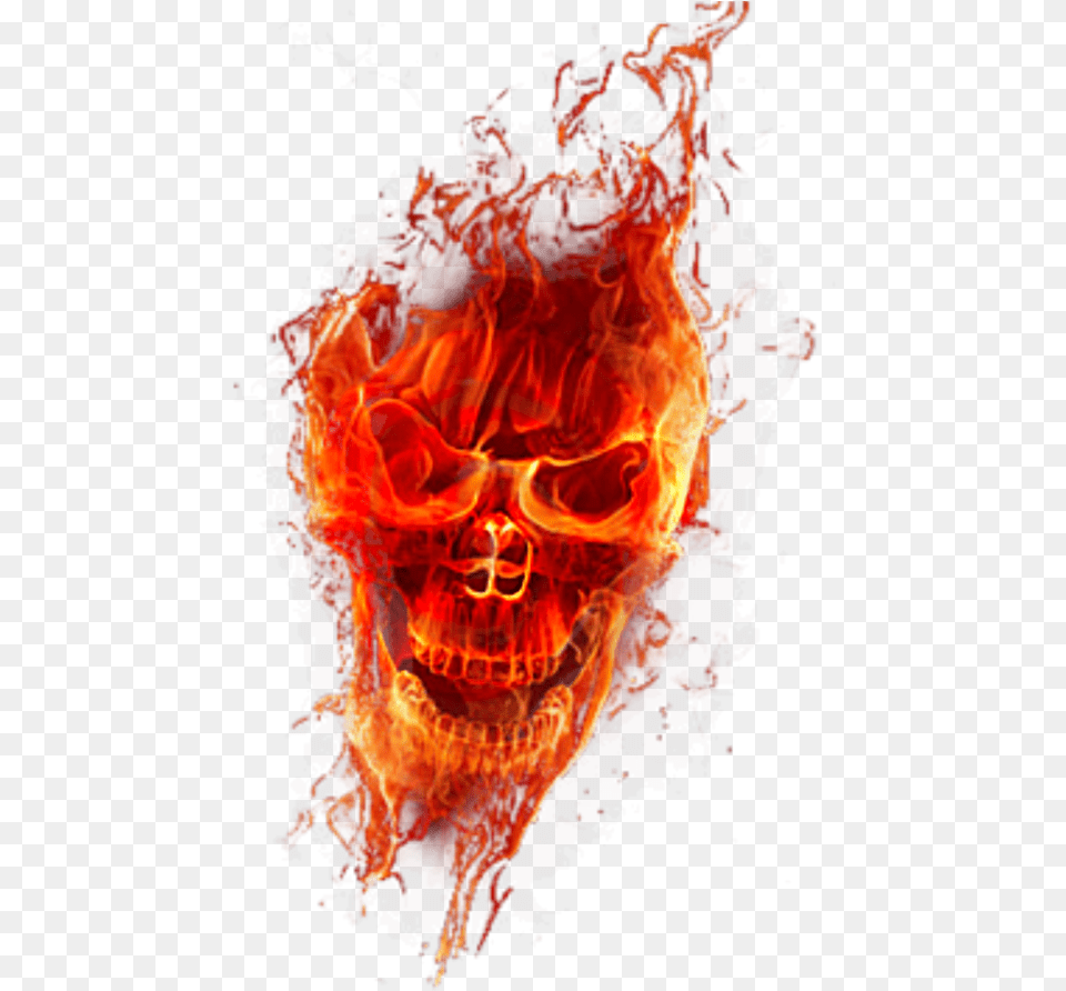 Skull And Flame Skull Flame, Fire, Bonfire Free Png Download