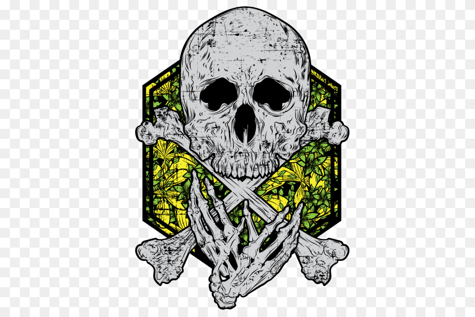 Skull And Flower Background Tshirt Design Skull Skeleton Hand, Adult, Male, Man, Person Free Png