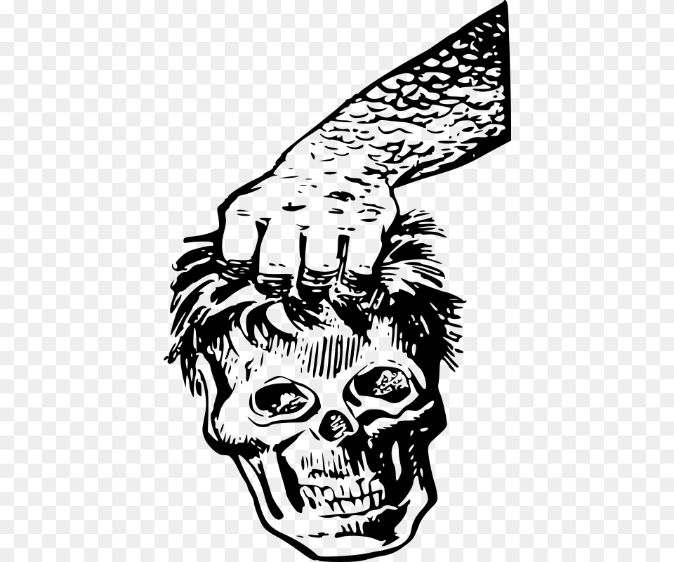 Skull And Hand Skull, Gray Free Transparent Png