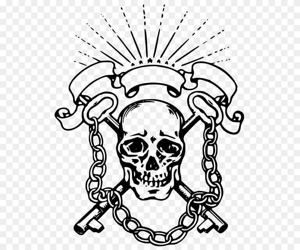 Skull And Keys Emblem, Gray Free Transparent Png