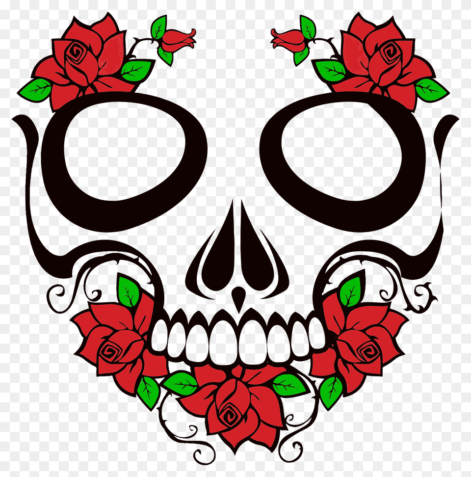 Skull And Roses Clipart, Art, Graphics, Pattern, Flower Png Image