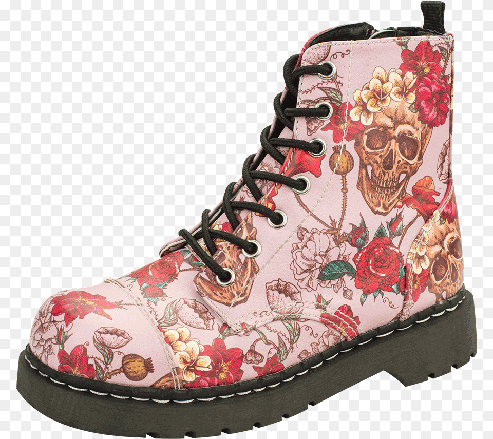 Skull And Roses Combat Boots Skull Boots, Clothing, Footwear, Shoe, Sneaker Png