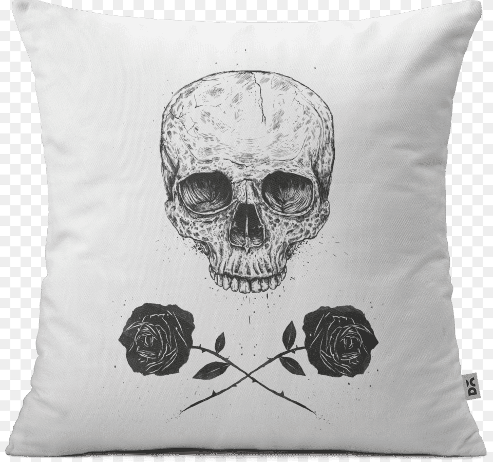 Skull And Roses Skull With Roses Drawing, Cushion, Home Decor, Pillow, Flower Png Image