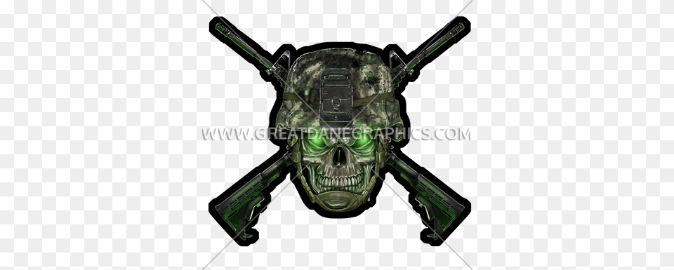 Skull Army Helmet Production Ready Artwork For T Shirt Printing, Firearm, Weapon, Gun, Rifle Png