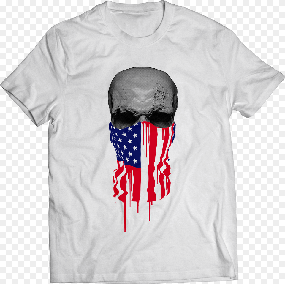 Skull Bandana T Shirt, Clothing, T-shirt, Person, American Flag Free Png
