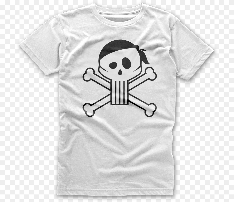 Skull Bandana Wht Cartoon, Clothing, T-shirt, Shirt Png