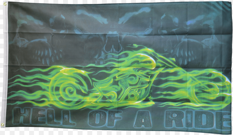 Skull Biker Hell Of A Ride Flag Flag, Text, Accessories Png