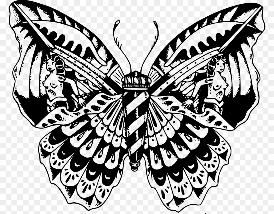 Skull Butterfly Drawing At Getdrawings, Gray Free Png Download