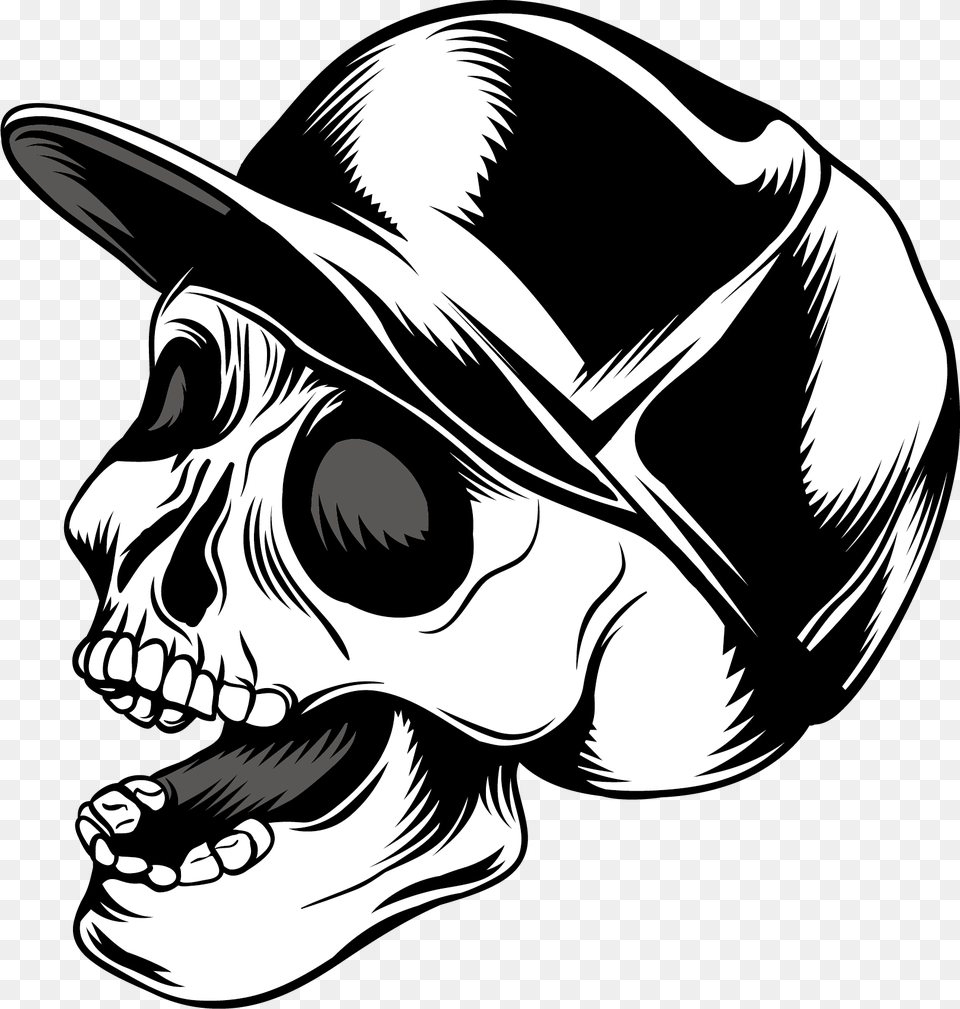 Skull Calavera Cap Euclidean Vector Baseball Clipart Vector Skull Free, Stencil, Art, Drawing, Clothing Png Image