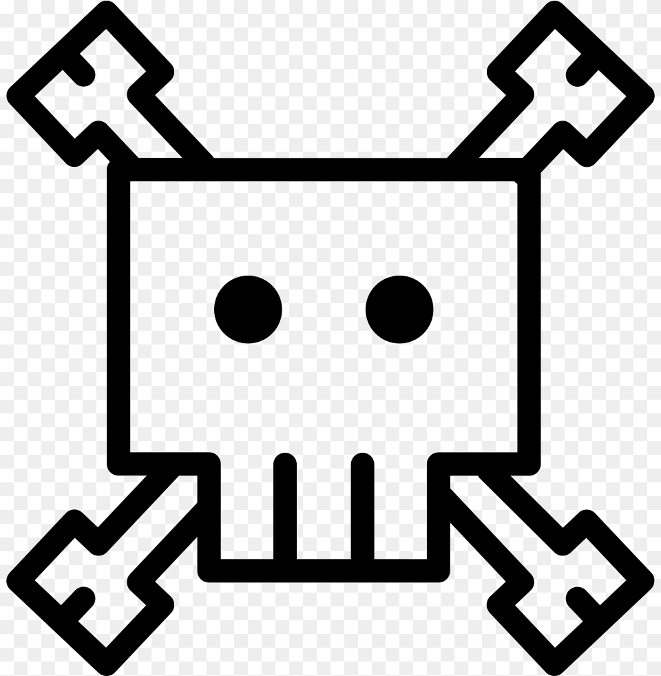 Skull Cartoon Variant Outline Icon Download, Stencil Png Image