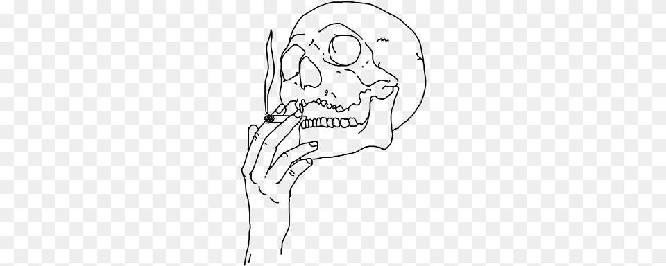 Skull Cigarette Tumblr Dead Sticker Freetoedit Smoking Aesthetic Drawing, Stencil, Art Free Png Download