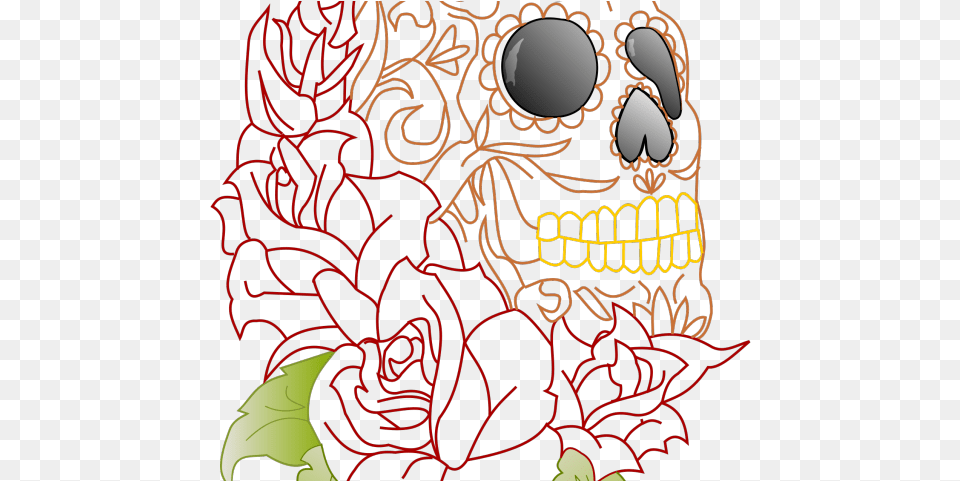 Skull Clipart Rose Retro Schdel Der Stoffservietten Zuckerrockabilly, Art, Floral Design, Graphics, Pattern Png Image