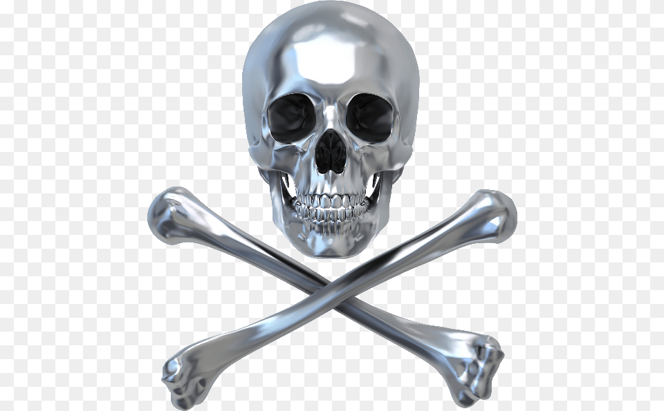 Skull Crossbones 3d Render Of Metallic Skull, Smoke Pipe Free Png