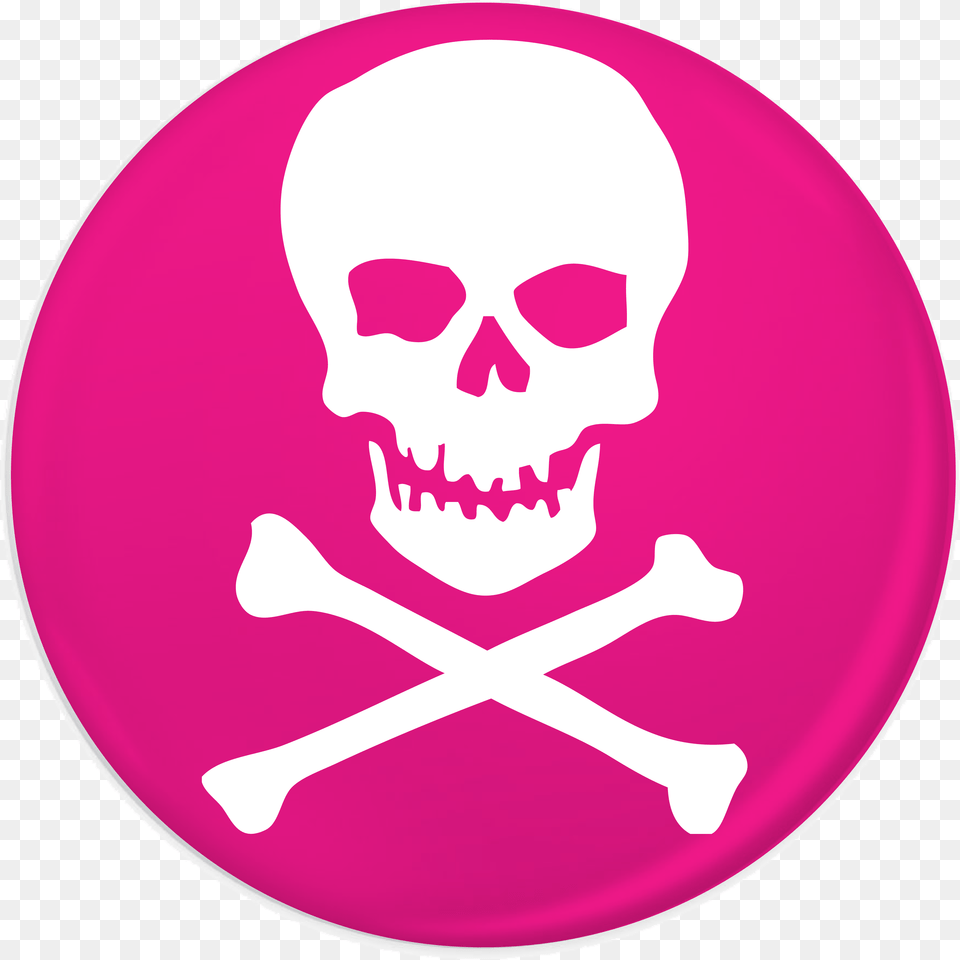 Skull Crossbones Pink Badge 3374 P Kali Denali Music Logo, Symbol, Disk, Face, Head Png Image