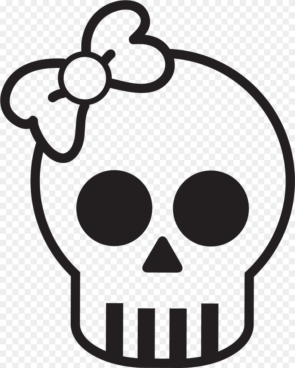 Skull Decal With Bow Cute Skeleton Head Clipart, Stencil, Ammunition, Grenade, Weapon Png Image