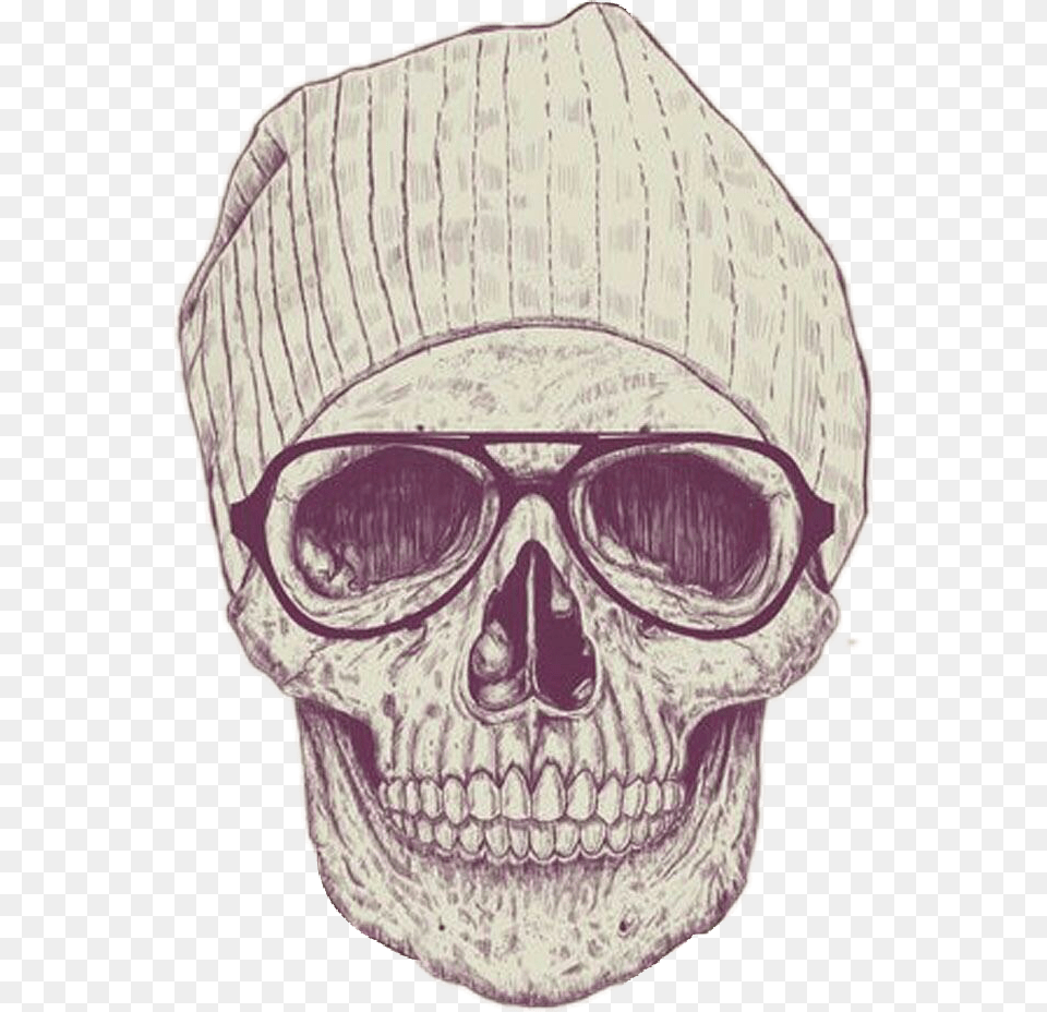Skull Drawing Beanie Skull With A Beanie Drawing, Accessories, Sunglasses, Clothing, Hat Png Image