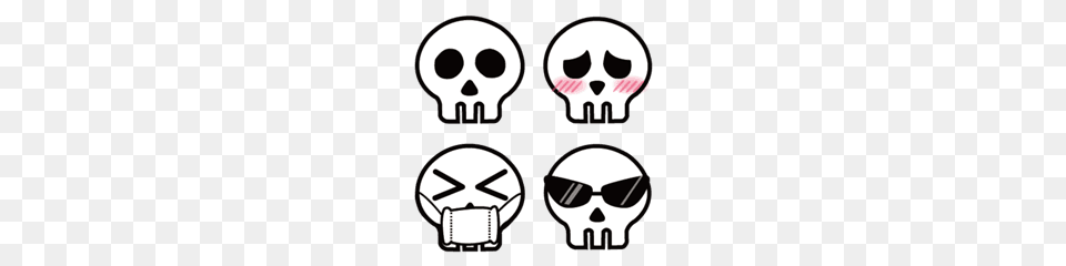 Skull Emoticons Line Emoji Line Store, Stencil, Person, Face, Head Free Png