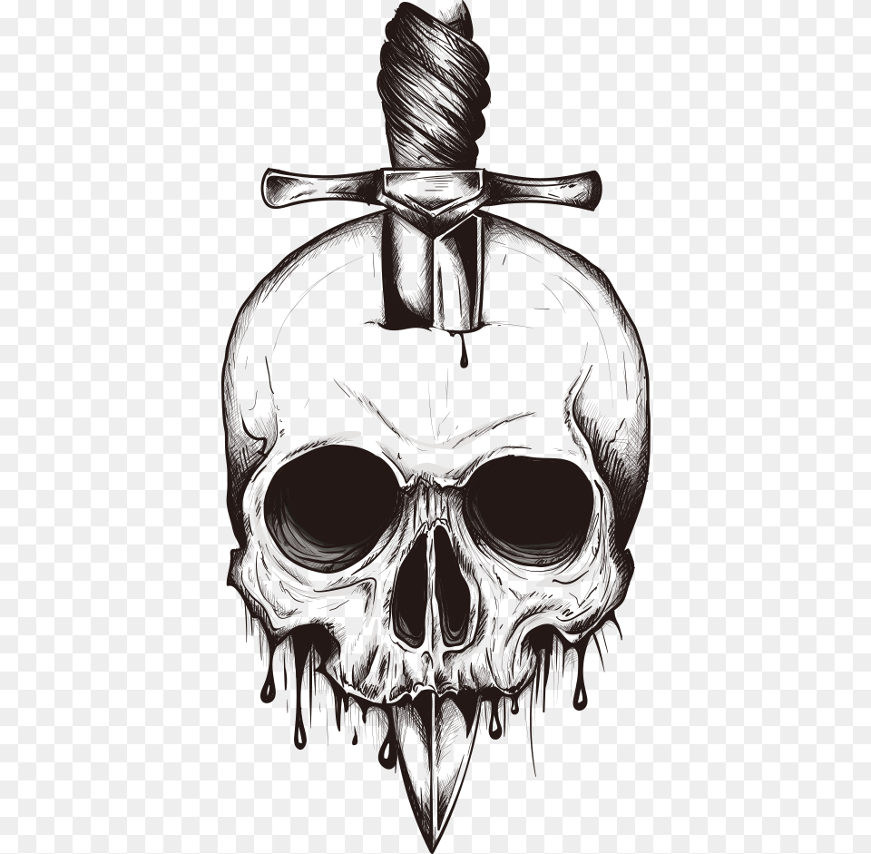 Skull Euclidean Vector Sword In The Inserted Simple Skull Tattoo Designs, Person, Accessories, Goggles, Logo Free Png Download