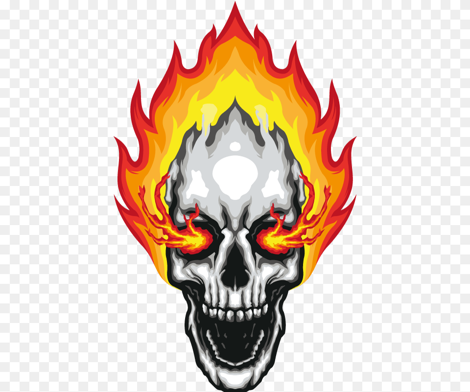 Skull Fire Car Decal Calavera Con Fuego, Flame, Person Png