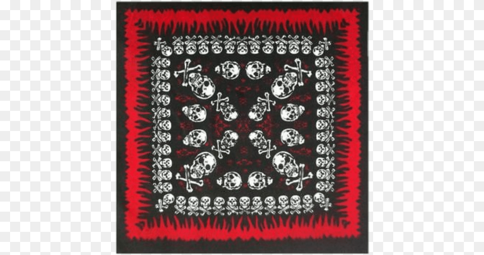 Skull Flame Pattern Bandana Fabric Kerchief, Accessories, Headband, Blackboard Free Png