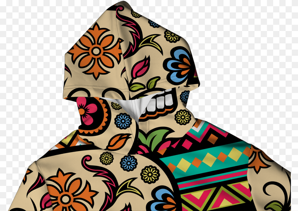 Skull Flower Lightweight Sun Hoodie Motif, Hood, Clothing, Coat, Person Png Image