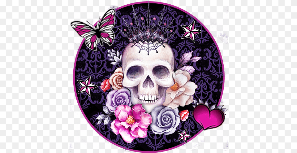 Skull Flower Themes Live Wallpapers U2013 Apps Garden Roses, Pattern, Purple, Art, Graphics Png Image