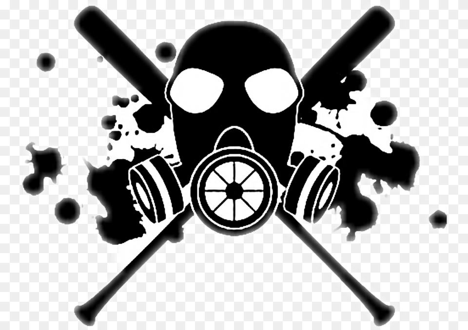 Skull Gasmask Baseballbat Baseball Bat With Gas Mask, Stencil, Machine, Wheel, Baby Free Png