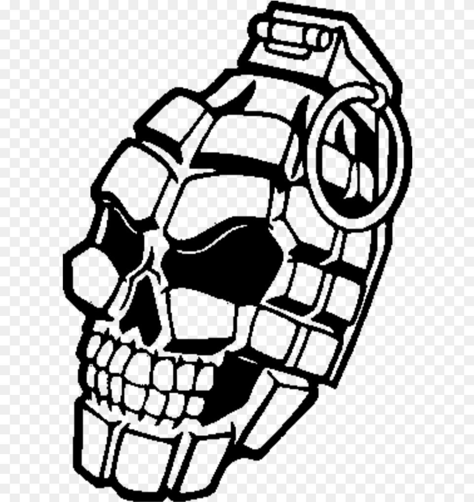 Skull Granade Caveira Crnio Esqueleto Granada Skull Grenade Sticker, Gray Png Image