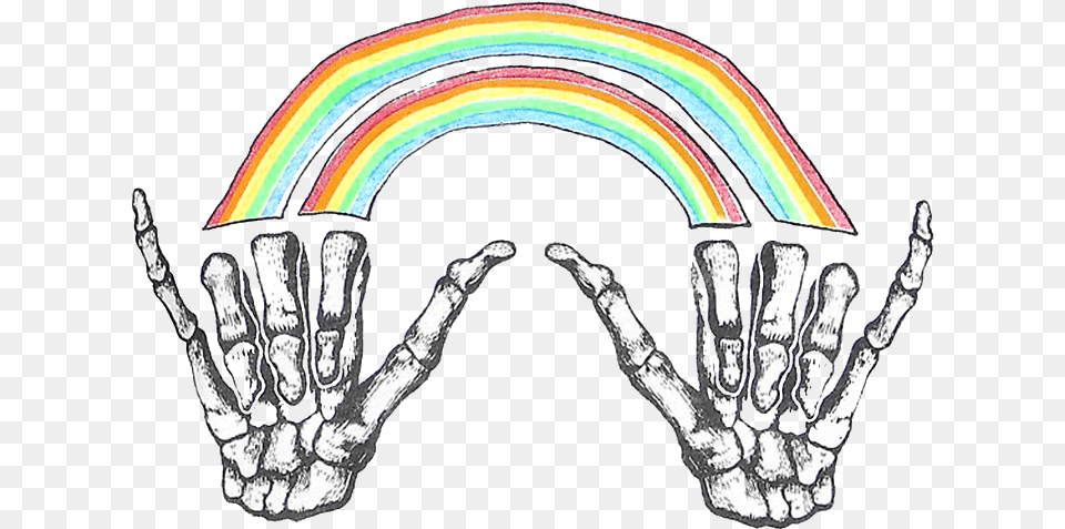 Skull Hands With Rainbow, Electronics, Hardware, Body Part, Hand Png Image