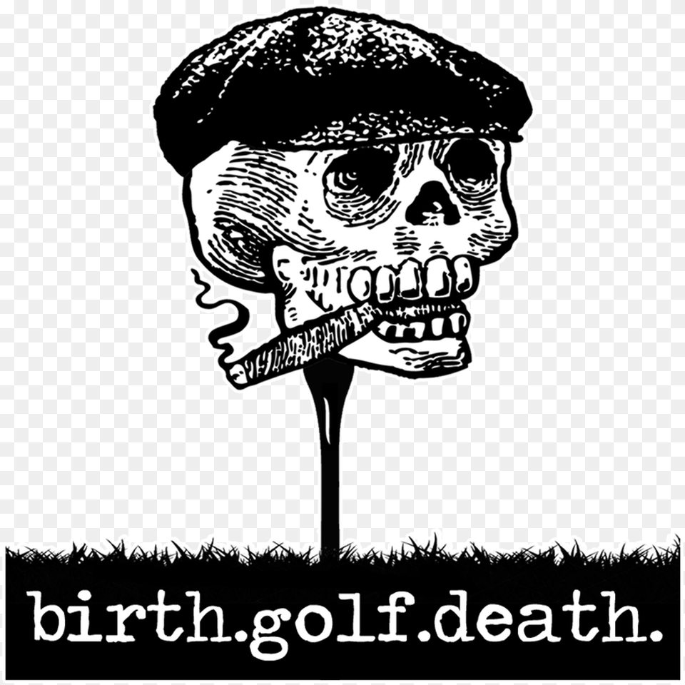Skull Head On Tee Birth Golf Death, Advertisement, Poster, Person, Face Free Png