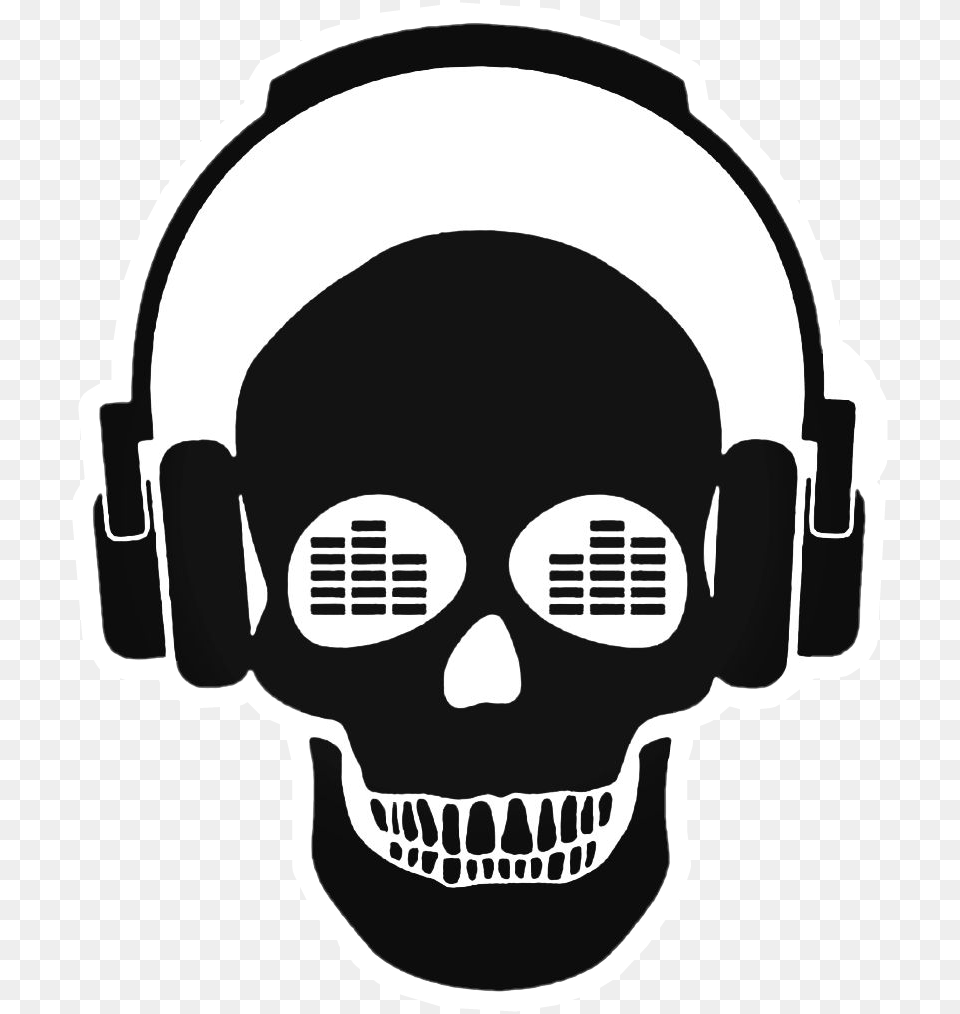 Skull Headphones Music Skullwithheadphones, Stencil, Baby, Person, Electronics Free Transparent Png
