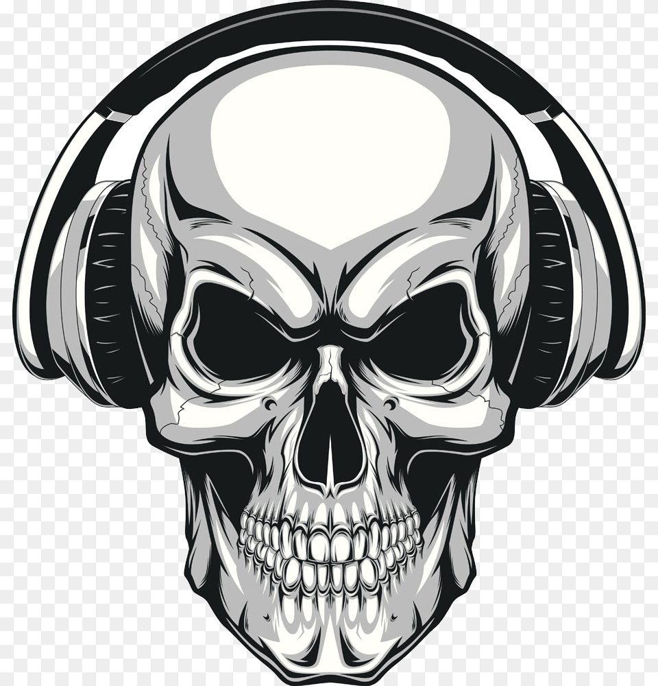 Skull Human Skeleton Illustration Skull With Headphones, Adult, Art, Female, Person Png