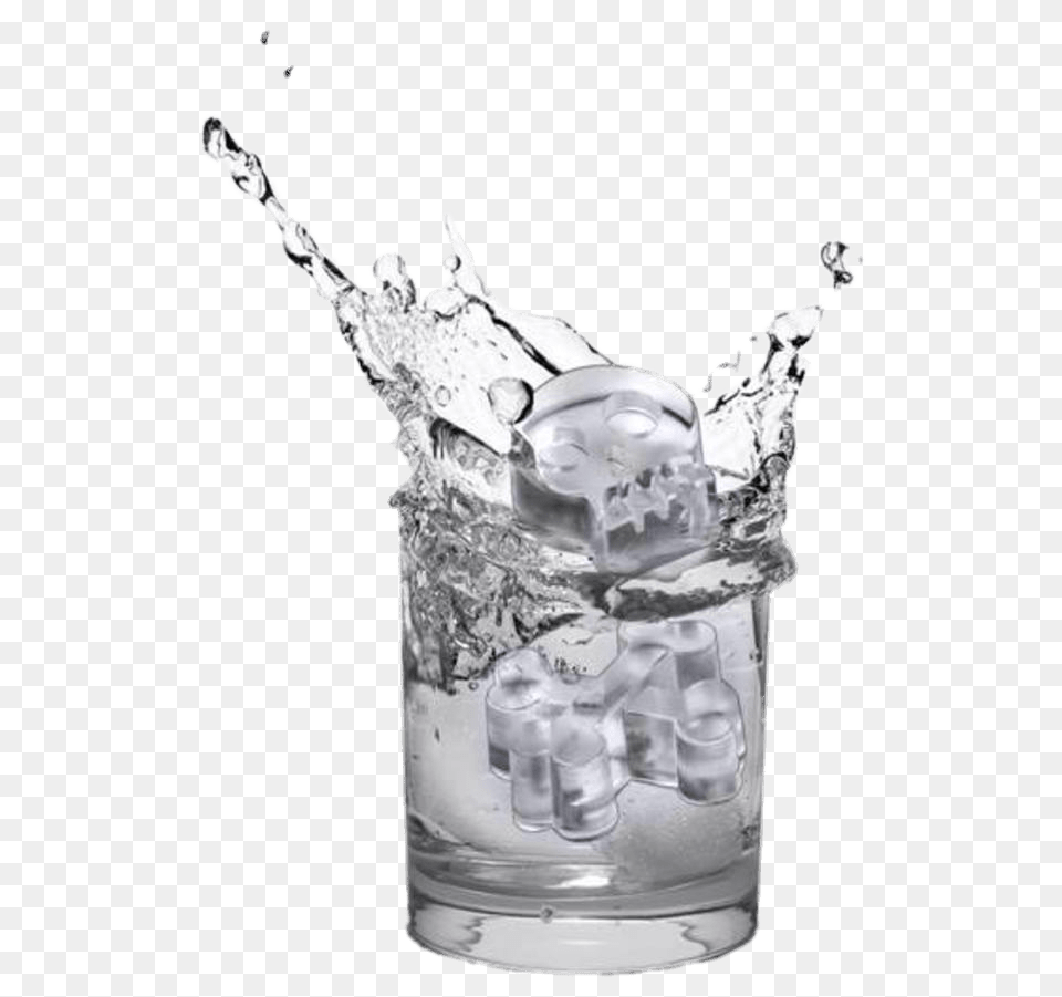 Skull Icecube In Glass, Ice, Smoke Pipe, Cup Free Png