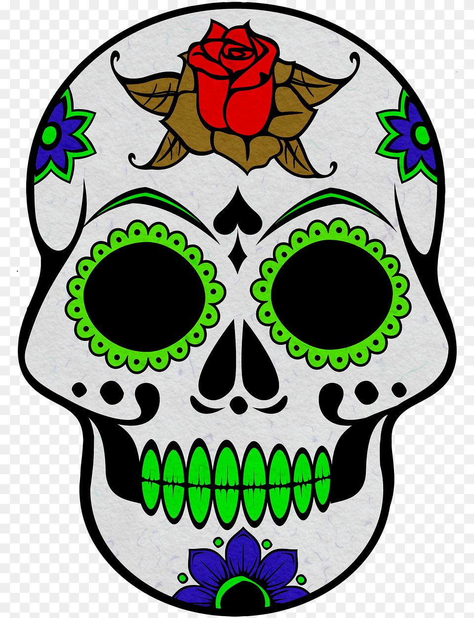 Skull Icon Day Of The Coloriage Crane Mexicain, Flower, Plant, Rose, Art Free Png