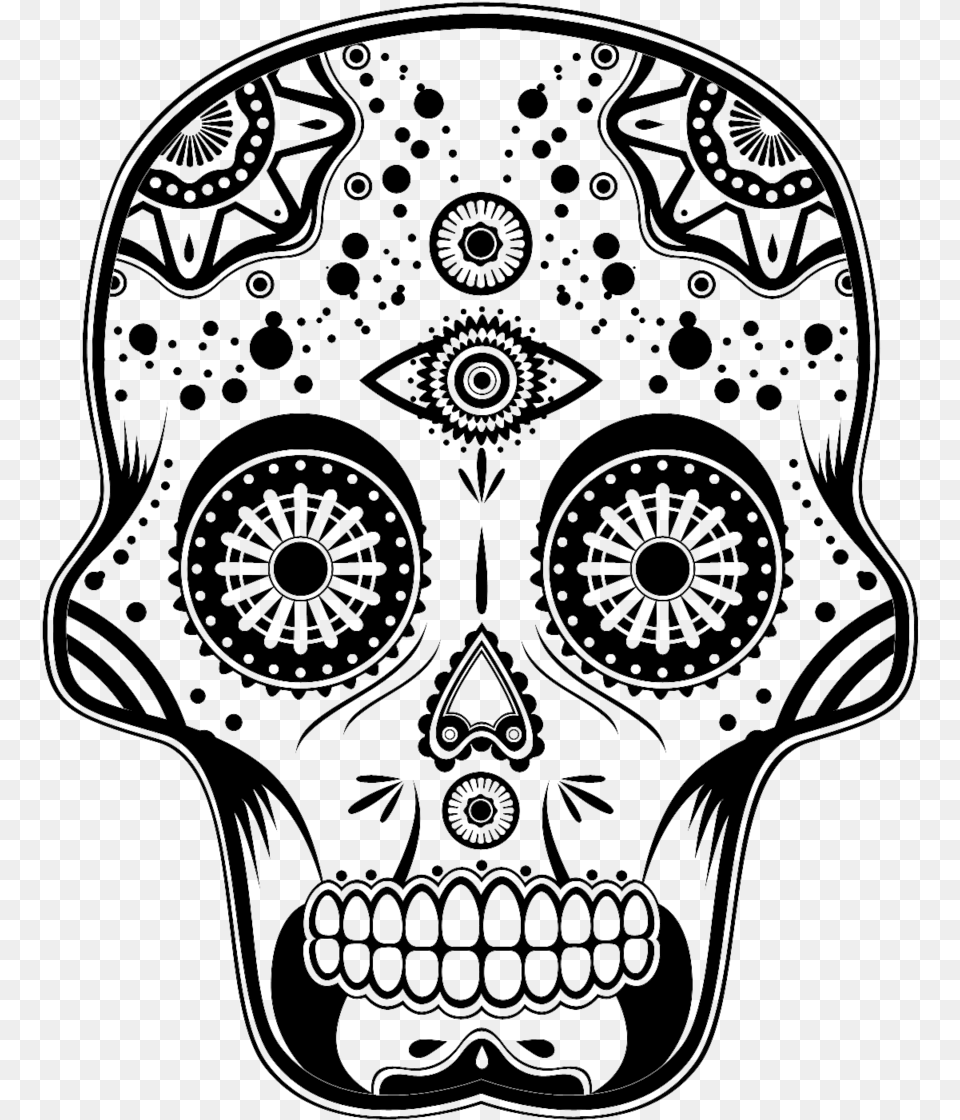 Skull Image Symbol For Dia De Los Muertos, Art, Doodle, Drawing Free Png Download
