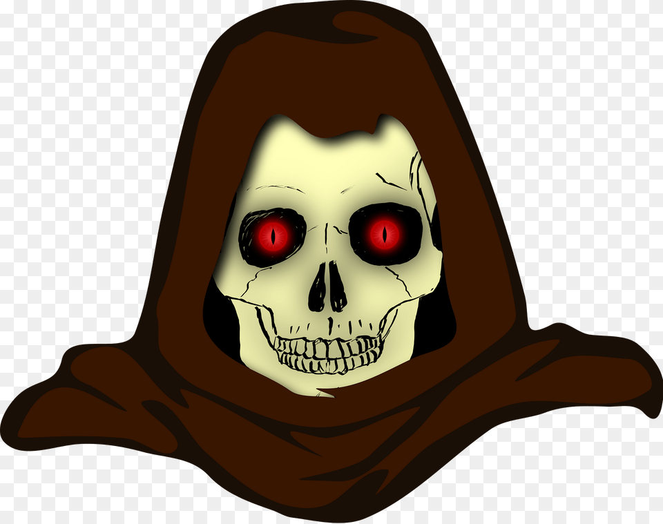 Skull In A Brown Cloak Clipart, Clothing, Hood, Person, Face Free Png