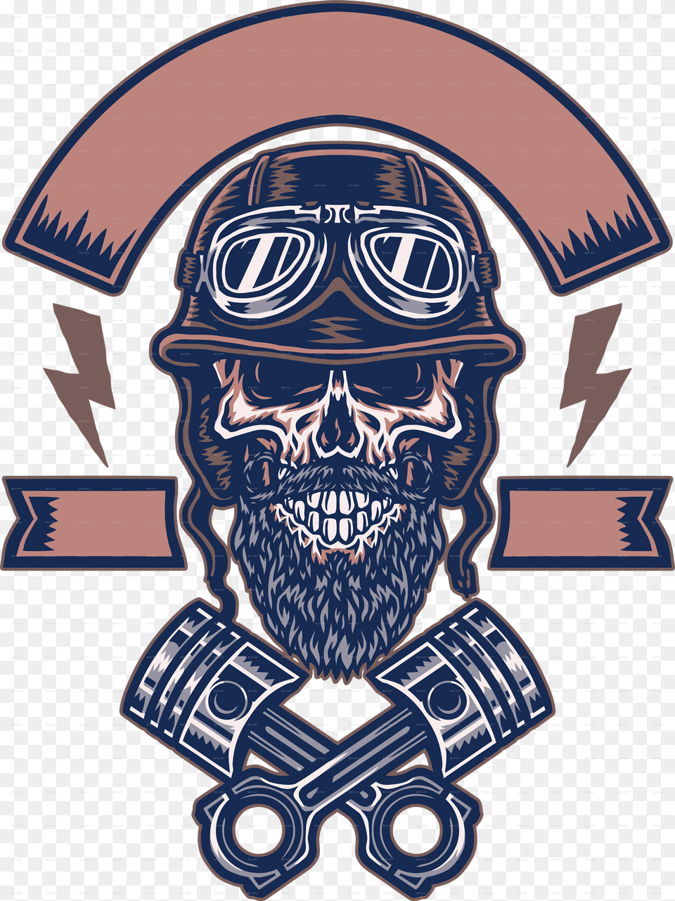 Skull In Helmet With Crossed Pistons Logo, Emblem, Symbol, Person, Adult Free Png Download