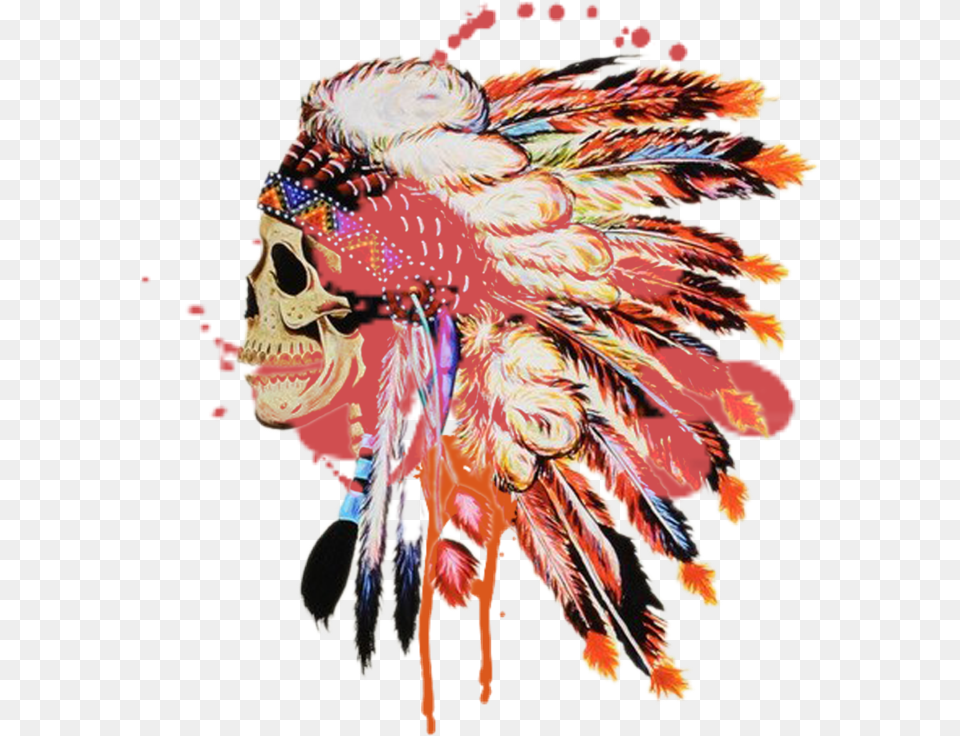 Skull Indian Feathers Colourful, Art, Modern Art, Fireworks, Adult Png