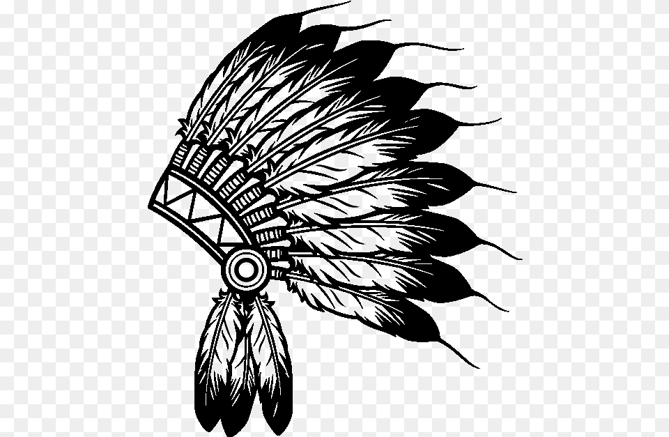 Skull Indian Headdress Clipart Native American Headdress Drawing, Gray Free Png