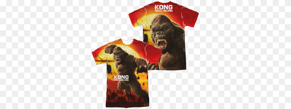 Skull Island Kong Attacks All Over T Shirt Kong Skull Island Shirt, Advertisement, Animal, Mammal, Monkey Free Png Download