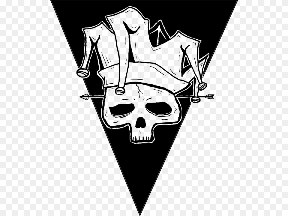 Skull Joker Arrow Jester Sketch Drawing Blackwork Sketsa Wajah Joker, Triangle Free Png Download