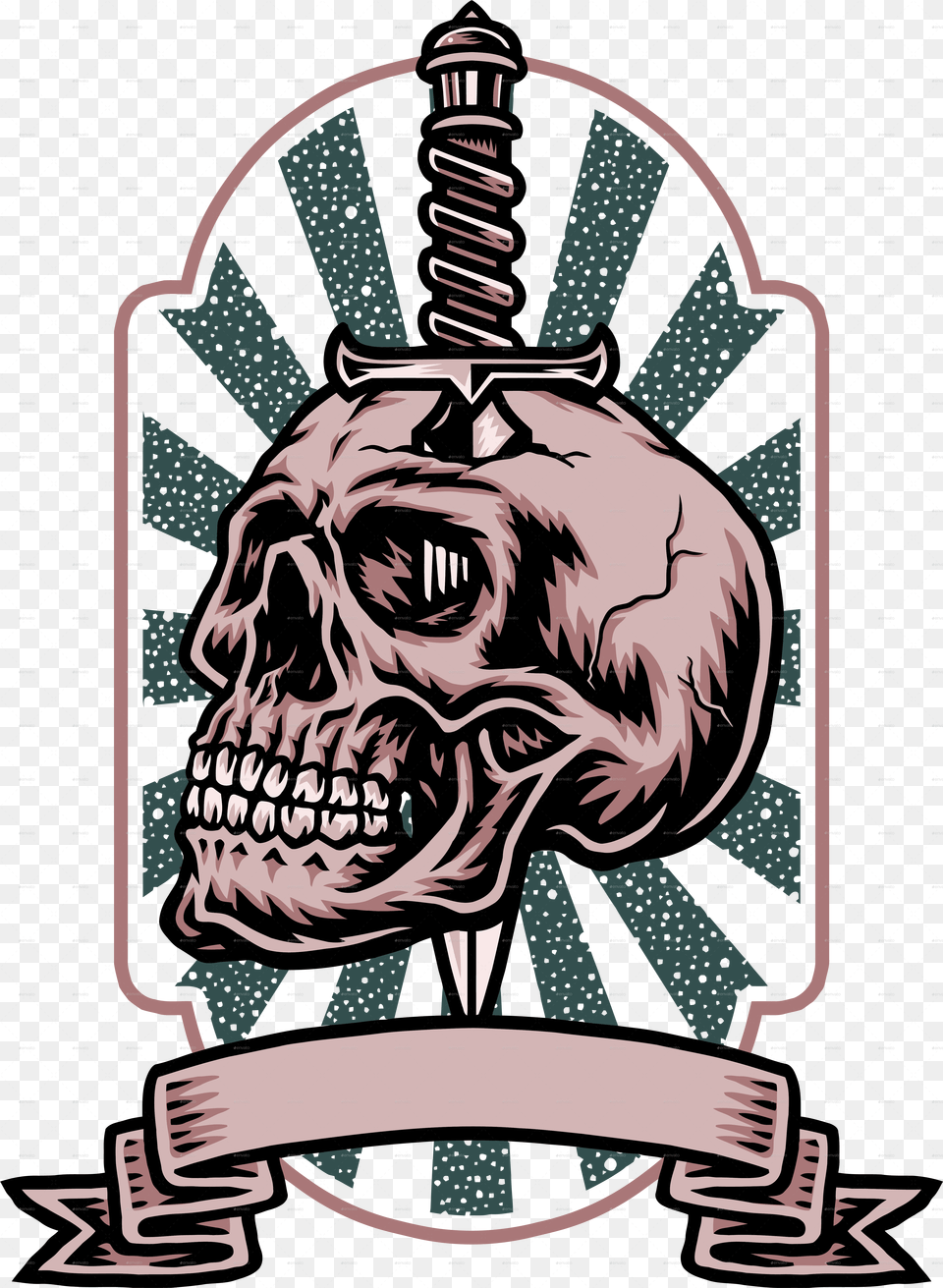 Skull Knife With Banner Neptunbrunnen, Emblem, Symbol, Adult, Male Free Png Download