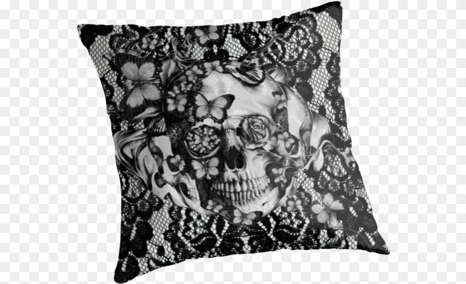 Skull Lace Pattern Textile, Cushion, Home Decor, Pillow, Wedding Png