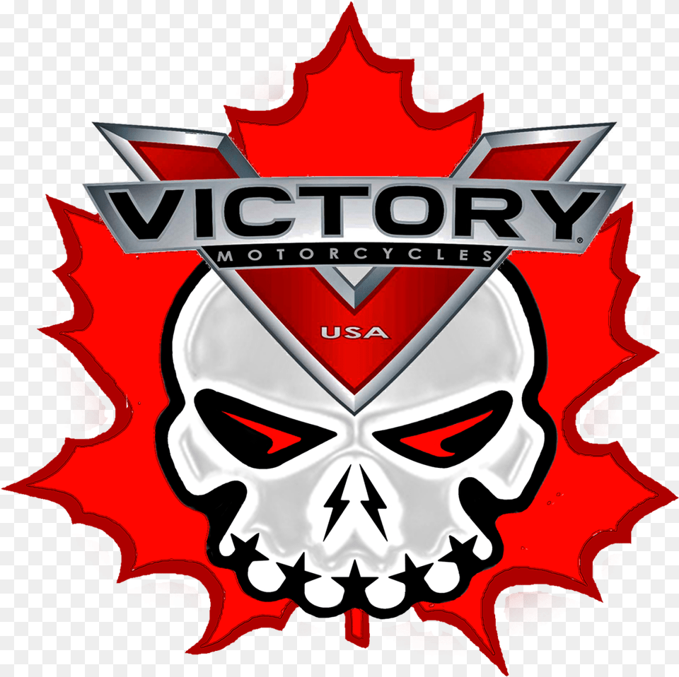 Skull Logo Maple Leaf On Trans Backgroundclass Victory Motorcycles, Emblem, Symbol, Adult, Wedding Png