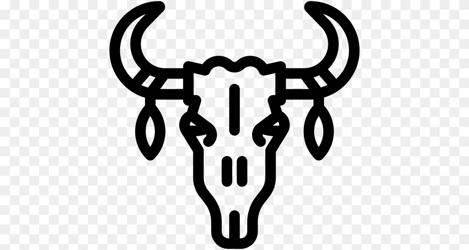 Skull Of A Bull Icon, Gray Free Png Download