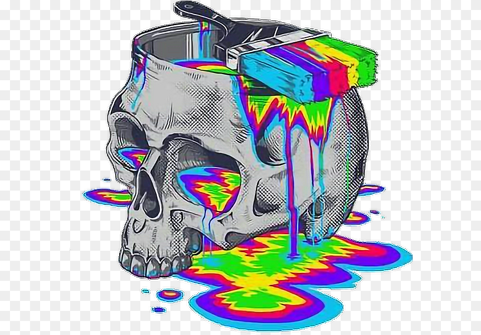 Skull Paint Rainbow Psychedelic Total Confusion Billy Manik Download, Art, Modern Art, Drawing Png Image