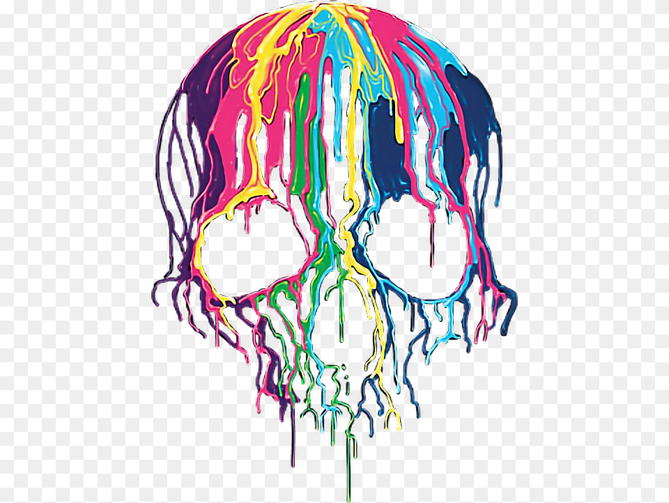 Skull Paint Rainbow Rainbowskull Skullrainbow T Shirt, Art, Graphics, Modern Art Png