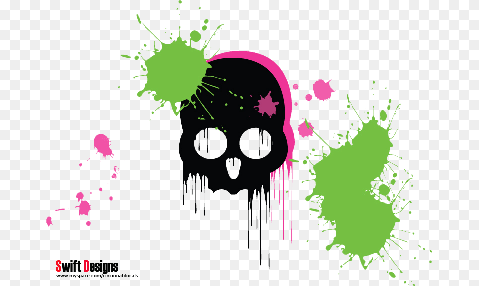 Skull Paint Splatter, Art, Graphics, Green Free Png Download