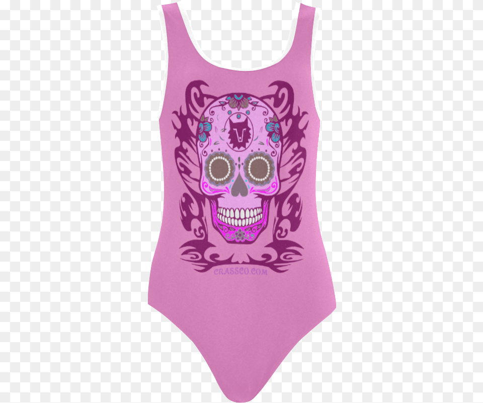 Skull Pink Vest One Piece Swimsuit Maillot, Clothing, Swimwear, Tank Top, Child Free Transparent Png